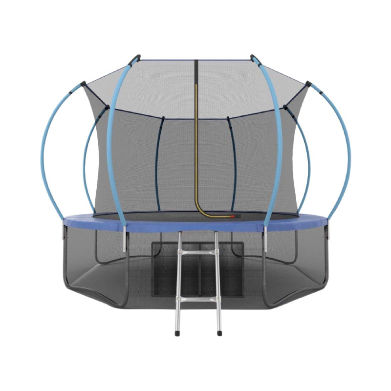 Батут Evo Jump 12 ft, с внутренней сеткой и лестницей (синий) + нижняя сеть
