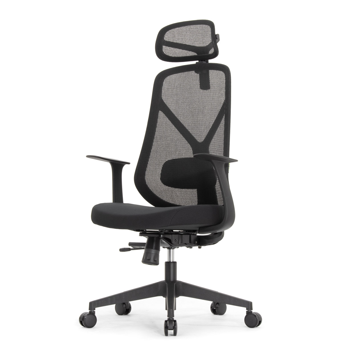 Эргономичное кресло Falto Kuraj (поясничный упор, сетка, ткань, чёрный)