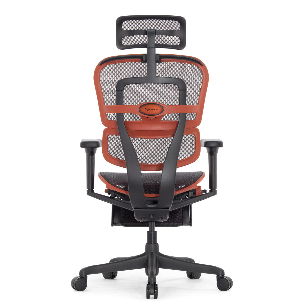 Геймерское кресло Falto Ergohuman 2 Ultra Game с подножкой (наклон вперёд, сетка, чёрный с красным)