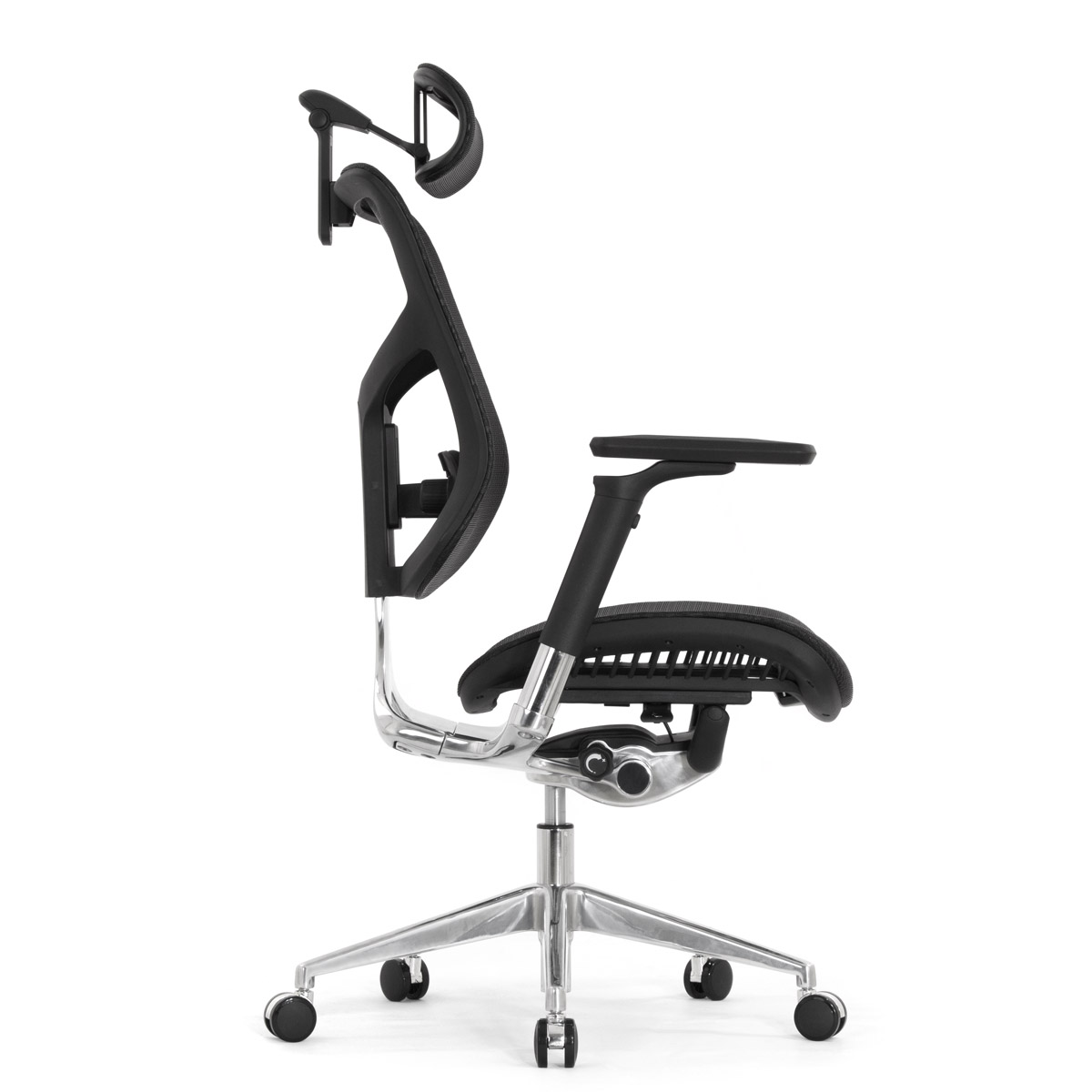 Эргономичное кресло Falto Star Office Ergo 2 (2D поясничный упор, 5D подголовник, сетка, ткань, чёрный)