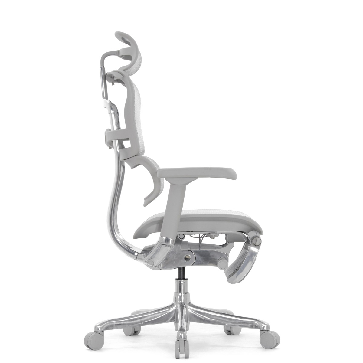 Эргономичное кресло Falto Ergohuman 2 Elite с подножкой (алюминий, наклон вперёд, сетка, серый)