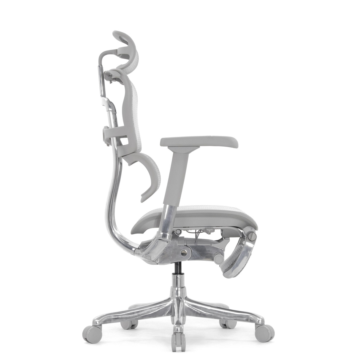Эргономичное кресло Falto Ergohuman 2 Elite с подножкой (алюминий, наклон вперёд, сетка, серый)