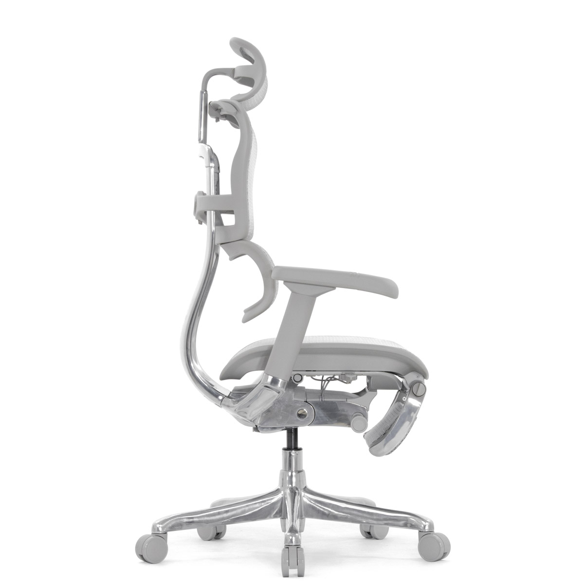 Эргономичное кресло Falto Ergohuman 2 Elite с подножкой (алюминий, наклон вперёд, сетка, серый)