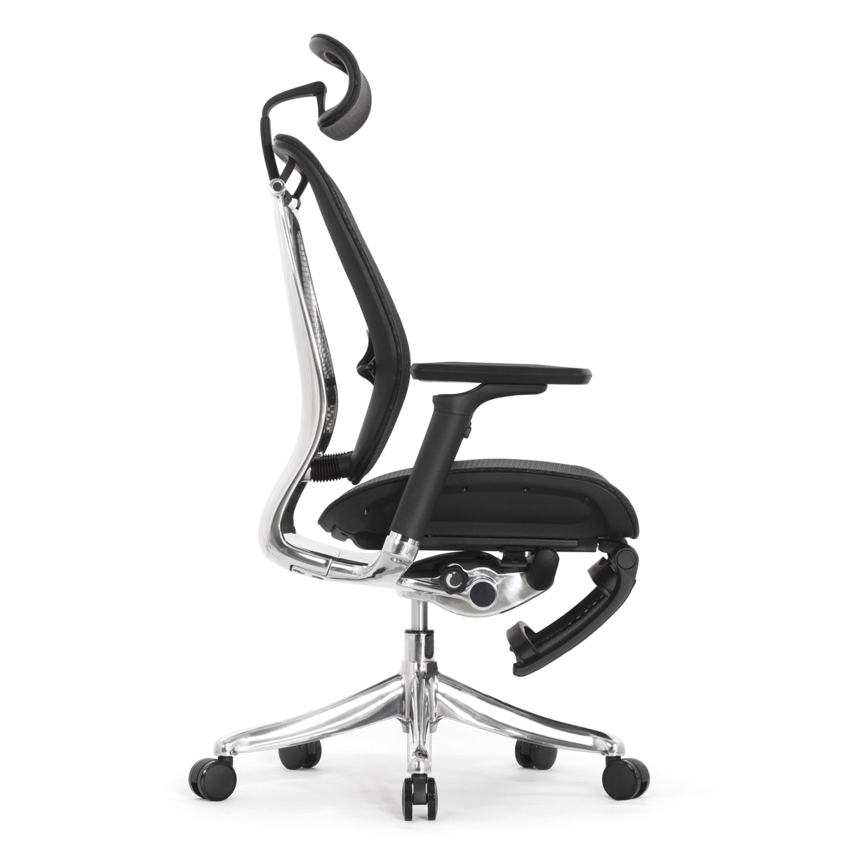 Эргономичное кресло Falto Spring 2 с подножкой (поясничный валик, подлокотники 6D (360), сетка, чёрный)