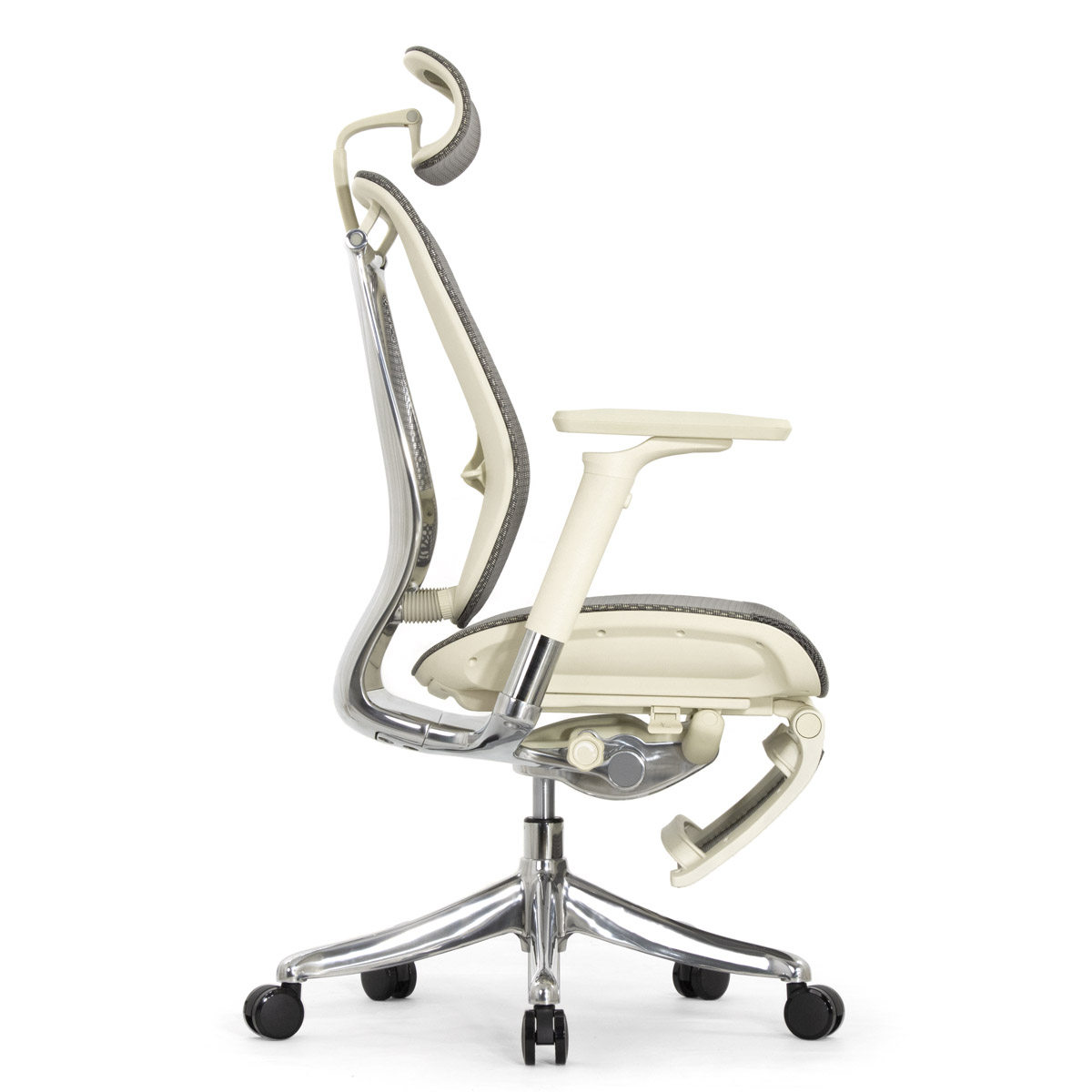 Эргономичное кресло Falto Spring 2 с подножкой (поясничный валик, подлокотники 6D (360), сетка, светлый)