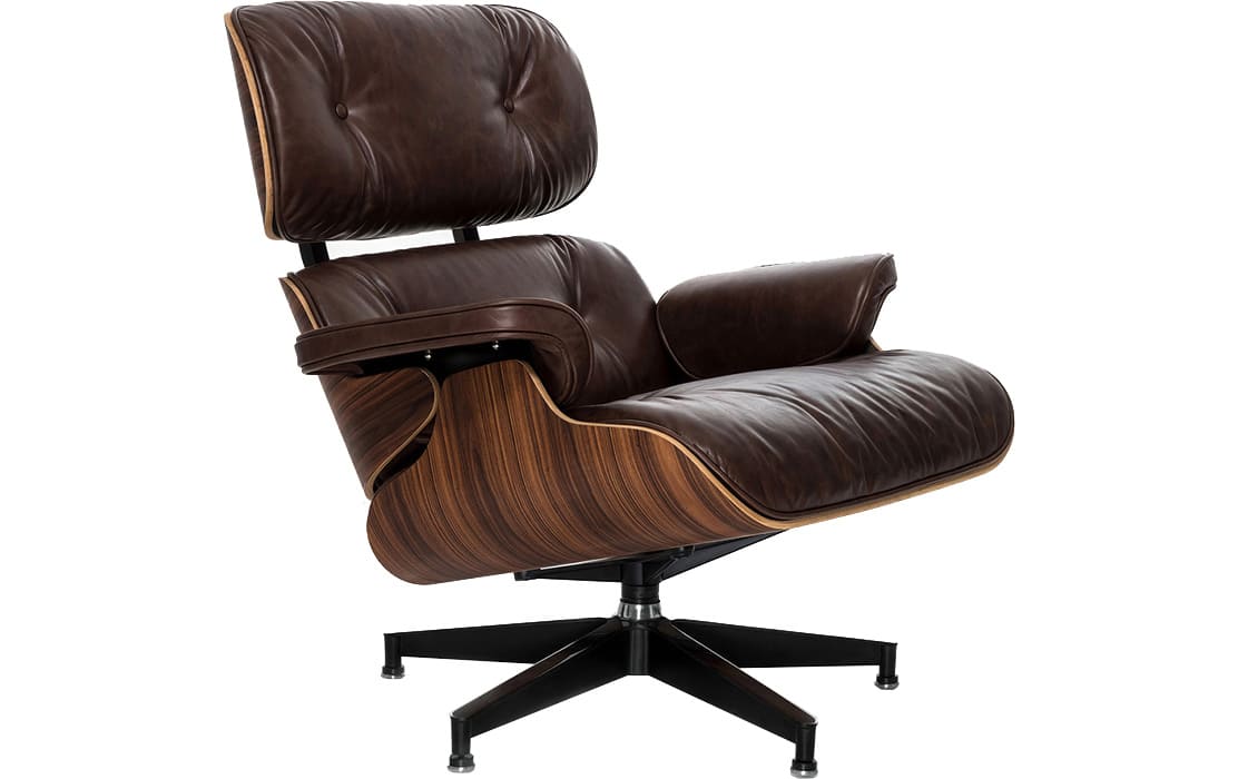 Кресло для отдыха Eames Lounge Chair & Ottoman Premium состаренная кожа