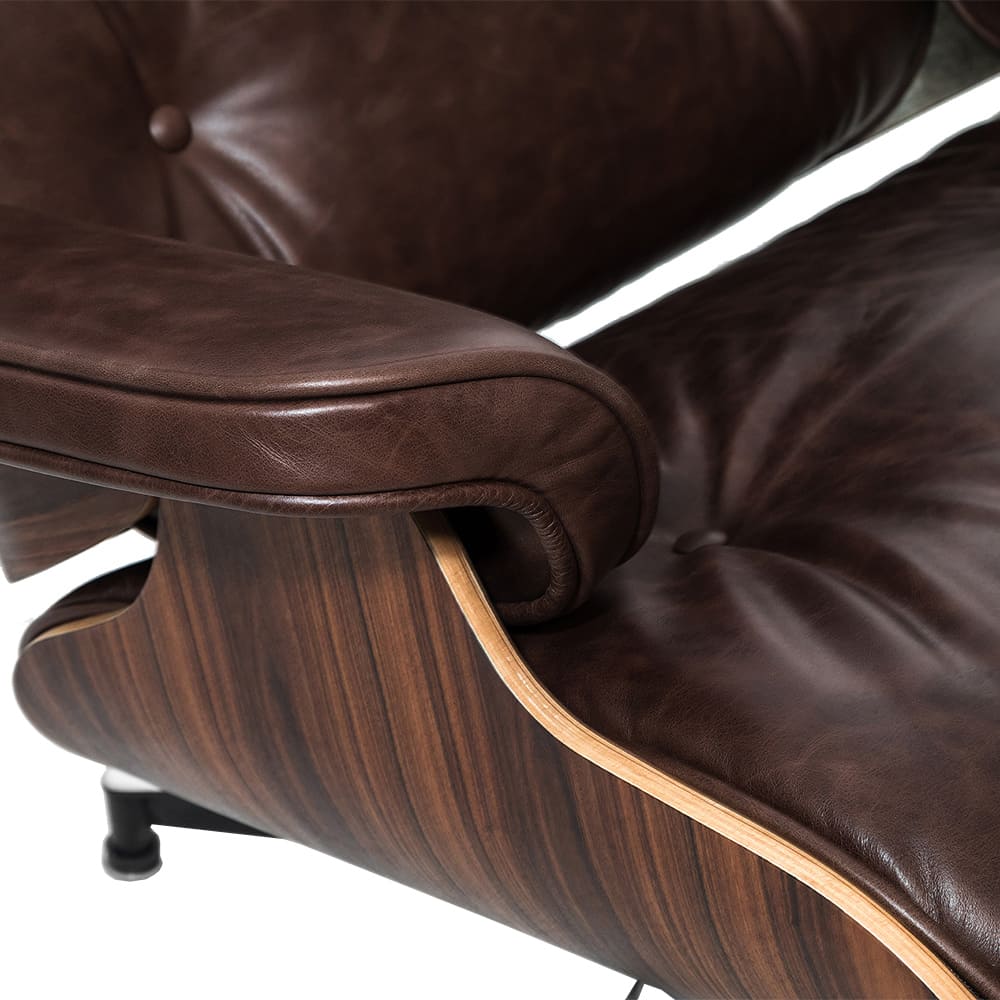 Кресло для отдыха Eames Lounge Chair & Ottoman Premium состаренная кожа