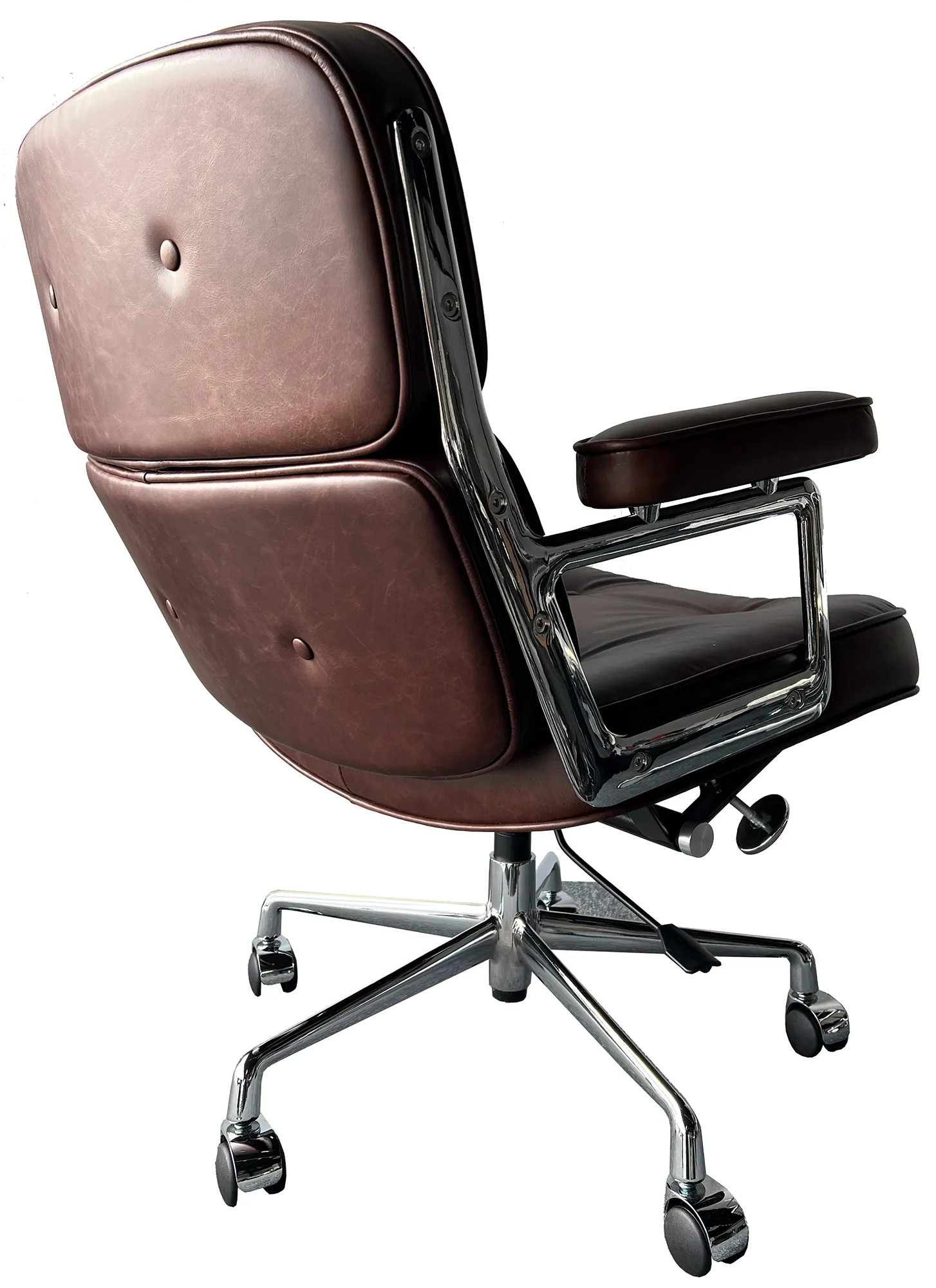 Эргономичное кресло Eames Lobby Chair ES104, состаренная коричневая кожа Premium EU Version