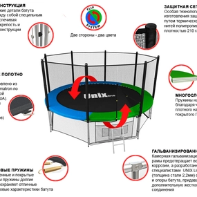 Батут UNIX line Classic 14 ft, внешняя сетка