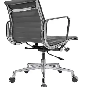 Эргономичное кресло Eames Ribbed Office Chair EA 117, кожа графит