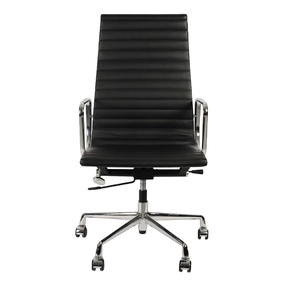 Эргономичное кресло Eames HB Ribbed Office Chair EA 119, черная кожа