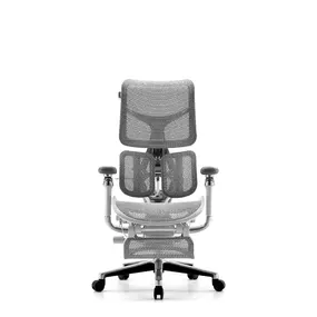 Эргономичное кресло Falto SCALA с подножкой (разделённый поясничный упор, сетка, белый)