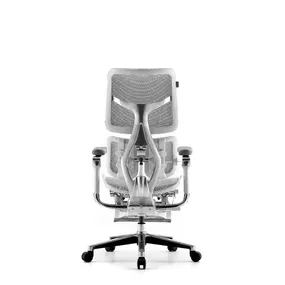 Эргономичное кресло Falto SCALA с подножкой (разделённый поясничный упор, сетка, белый)