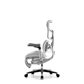 Эргономичное кресло Falto SCALA с подножкой (разделённый поясничный упор, сетка, белый)