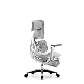 Эргономичное кресло Falto SCALA с подножкой (разделённый поясничный упор, сетка, белый)