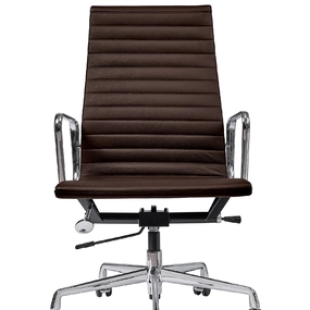 Эргономичное кресло Eames Ribbed Office Chair EA 119, темно-коричневая кожа