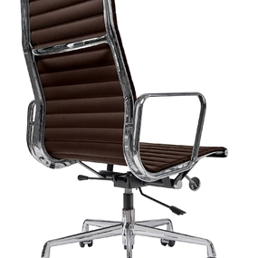 Эргономичное кресло Eames Ribbed Office Chair EA 119, темно-коричневая кожа