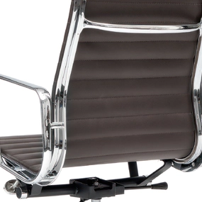 Эргономичное кресло Eames Ribbed Office Chair EA 119, темно-коричневая кожа