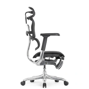 Эргономичное кресло Falto Ergohuman 2 Elite с подножкой (алюминий, наклон вперёд, сетка, чёрный)
