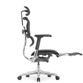 Эргономичное кресло Falto Ergohuman 2 Elite с подножкой (алюминий, наклон вперёд, сетка, чёрный)