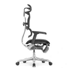 Эргономичное кресло Falto Ergohuman 2 Elite с подножкой (алюминий, наклон вперёд, сетка, чёрный)