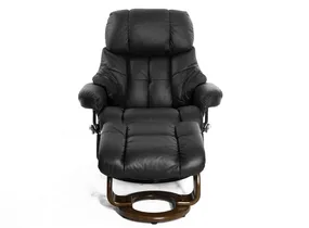 Кресло-реклайнер Falto Lux (оттоманка, натуральная кожа, чёрный)
